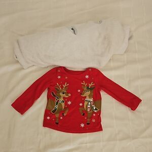 Holiday Time Baby Girl Bundle Pack Christmas Sweater And Blanket 12 Months Red
